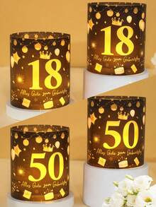 12入黑金配色18歲/50歲生日蛋糕皇冠設計燈罩，18歲/50歲生日派對桌飾，生日燈飾裝飾，18歲生日慶祝裝飾，50歲退休派對裝飾，週年紀念裝飾，生日背景裝飾，生日拍照道具，房間裝飾，居家裝飾，生日禮物，派對伴手禮 - 黑金生日 - 查看 6
