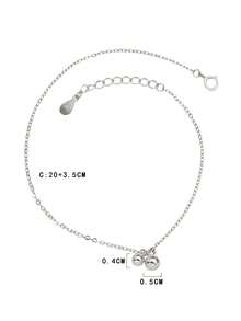1件S925纯银可爱简约双铃脚链，奢华小众设计，ins风，可调节日常通勤百搭配饰，女士 - 原子 - 查看 10