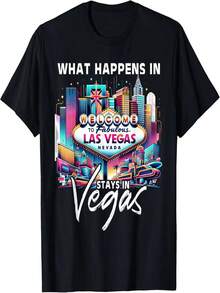Camiseta conmemorativa de bebé recién nacido en Las Vegas, 100% algodón, cuello redondo, estilo retro. - Negro - Ver 1