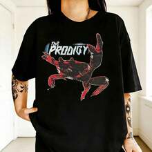 NUEVA 2026 Camiseta Unisex Reimpresa de la Gira de 2022 de The Prodigy Band en Color Carbón| Tallas S-5XL, Estilo Casual, Cuello Redondo, Tela Ligeramente Elástica, Corte Regular, Estampado, Perfecto Para Todas Las Temporadas, 100% Algodón, 1 Pieza, 180g - Negro - Ver 1