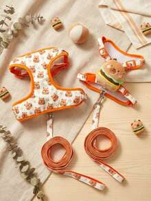 PETSIN Bộ dây dắt ngực cho chó mèo thú cưng, họa tiết hoạt hình Hamburger & Hamster dễ thương, thời trang & đáng yêu - Nhiều màu - Xem 2