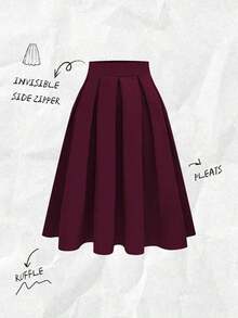 Falda plisada casual para mujer, versátil para primavera y otoño - Rojo violeta - Ver 9