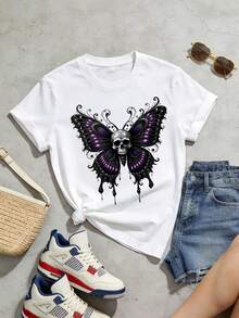Camiseta de manga corta con cuello redondo suave y casual de verano para mujer, tops para salir, algodón, vintage, estilo callejero europeo y americano, casual deportivo, estilo unisex, estilo casual urbano, tops bonitos, Gen Z, curvy, ropa Y2K, camisetas divertidas, tops para damas, conjuntos de vacaciones para mujer, top lindo, camiseta gráfica, conjuntos de primavera, camisetas holgadas, ropa de calle retro, estilo de los 90, estilo de los 2000, subcultura, top negro, tops blancos, atuendo de fiesta de los 90. Negro - Blanco - Ver 5