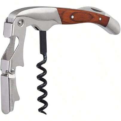 Barware Waiter's Friend 3-In-1 Corkscrew – Professional Wine Bottle Opener With Foil Cutter, Stainless Steel & Wooden Handle, Compact Folding Design For Restaurant, Bar, Home – Sommelier Multi-Tool