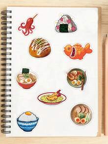 55pcs Japanese Food Stickers For Laptop Suitcase Storage Box Scrapbook Decor DIY Doodle Stickers - A - View 5