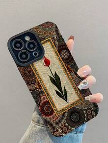 1pc New Fashionable And Elegant Retro Floral Pattern Shock-Absorbing Leather Phone Case, Essential Daily Protection, Stylish Design, Suitable As Gift For Friends And Family, Compatible With IPhone17/17Air/17Pro/17ProMax/IPhone16/16Plus/16Pro/16ProMax/IPhone15/15Plus/15Pro/15ProMax/IPhone14/14Plus/14Pro/14ProMax/IPhone13/13Pro/13ProMax/IPhone12/12Pro/12ProMax/IPhone11/IPhone11Pro/11ProMax - Multicolor - View 4