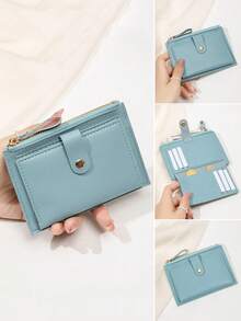 FOREVER MIYIN Fashionable Multi-Function Bi-Fold Multi-Slot Small Wallet For Women, Durable Lightweight Portable Snap Button Zipper Coin Purse, Back To School Wallet, Bank Card Credit Card Holder - Multicolor - View 7