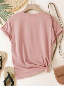 Women's Back-To-School T-Shirt, Colorful Brushstroke Series, Round Neck, Casual And Modern Style, Short-Sleeved Sports T-Shirt, Multiple Colors Available, Sizes From S To XXL - 羅莎 - 查看 2