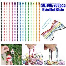 30/100/200pcs Colorful Beaded Chain Mixed Metal Ball Chain With Connectors, Suitable For DIY Keychains, Tags, Pendants, Wallet Crafts - 10cm Colorful Beaded Necklace - View 1