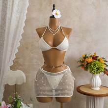 Nuevo Bikini Americano Retro de Malla con Lentejuelas, Traje de Baño de Tres Piezas 2026 - sy003 Negro - Ver 7