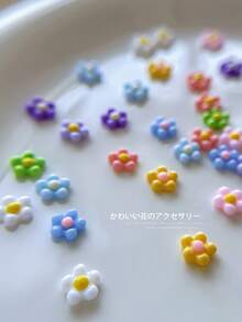 100pcs Random Mixed Color Hot-Selling Cute Colorful Flower Nail Art Resin Floral Mini Sweet Style Versatile Nail Decorations - Multicolor - View 6