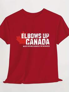 Casual EssentialYS031681, Victoria Day, Queen Victoria, Canada, Canada, T-Shirt With The Phrase "Don't Mistake Kindness For Weakness", Canada, Printed T-Shirt With Canadian Priority Letter Pattern, Comfortable Short Sleeve Round Neck T-Shirt, Suitable For Summer And Spring Wear, Soft Cotton Everyday Wear For Women In Summer. - 紅色 - 查看 12