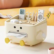 Caja de pañuelos de plástico de gran capacidad y estilo minimalista, organizador multifuncional de escritorio para la sala de estar, el dormitorio, la mesa de café, que sostiene pañuelos, mandos a distancia y otros artículos varios - Multicolor - Ver 10