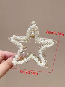 1 chiếc kẹp tóc hình trái tim và ngôi sao rỗng đính ngọc trai, kích thước trung bình, dài 8cm/3.14inch, phù hợp cho sử dụng hàng ngày và đi nghỉ mát. - Nhiều màu - Xem 13