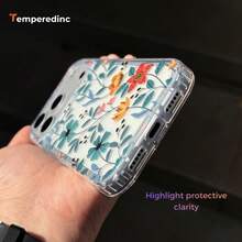 Funda Transparente con Diseño Floral VERDENA –  13 14 15 16 17 Pro / Pro Max |   Diseño Impreso Premium |   Funda Protectora de Borde Suave a Prueba de Golpes FGCB - VERDENA 2 - Ver 9
