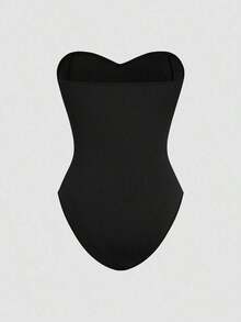 Body informal de mujer de color liso sencillo tipo banda - Negro - Ver 2
