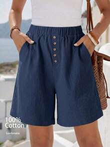 Shorts casuales y de uso diario para mujer - Azul marino - Ver 7