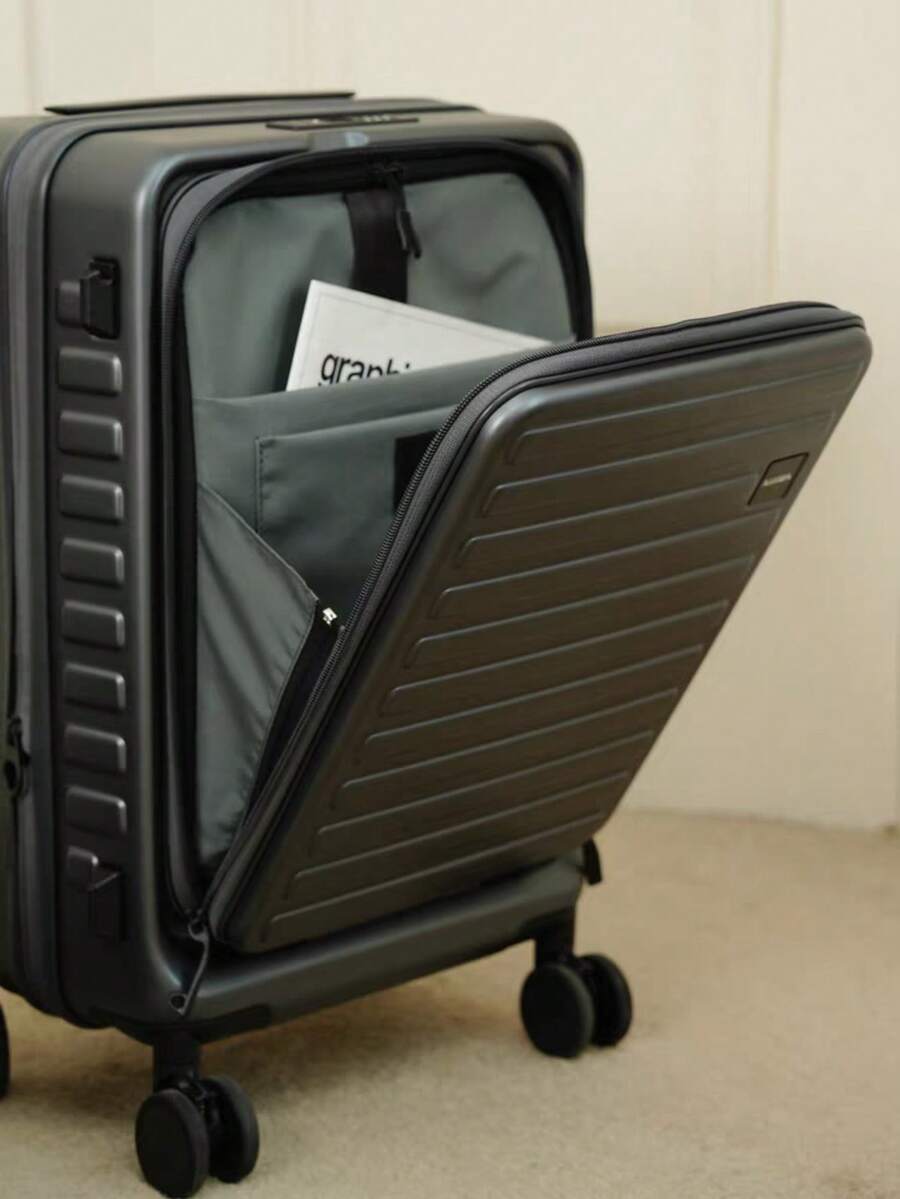 ASSODA High Quality Front Opening Suitcase, Side Opening Suitcase, Rolling Suitcase - Grey - View 1
