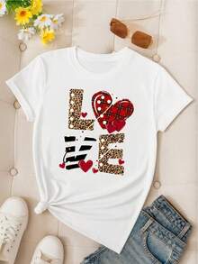 Camiseta 100% con diseño "LOVE" en patrones decorativos - [Blanco] - Ver 2