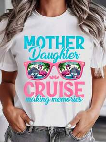Mexican T-Shirt For Mother And Daughter On A Cruise Creating Memories. It's A Perfect Gift For Friends And Family On Any Holiday Or Special Occasion. Fashionable Summer Cotton T-Shirt - 白色 - 查看 8