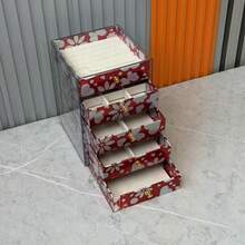 5-Tier Acrylic Jewelry Storage Box, Printed Velvet Lining Anti-Oxidation Jewelry Organizer - Multicolor - View 9
