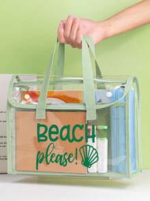 Túi đi biển chống thấm nước bằng PVC với họa tiết "BEACH PLEASE" nhiều màu sắc, túi đi biển dành cho nữ, túi tote trong suốt, túi tote nhựa, túi xách lớn dùng đi hồ bơi, vật dụng cần thiết cho kỳ nghỉ du lịch, phụ kiện túi đi biển, đồ dùng du lịch thiết yếu, thích hợp cho bãi biển, du lịch, mua sắm, hoạt động ngoài trời, công việc, trường học và sử dụng hàng ngày, quà tặng sinh nhật độc đáo, quà tặng ngày lễ, quà tặng tiệc tùng, quà tặng Ngày của Mẹ, quà tặng kỳ nghỉ, quà cưới, quà tặng tựu trường. - Nhiều màu - Xem 5