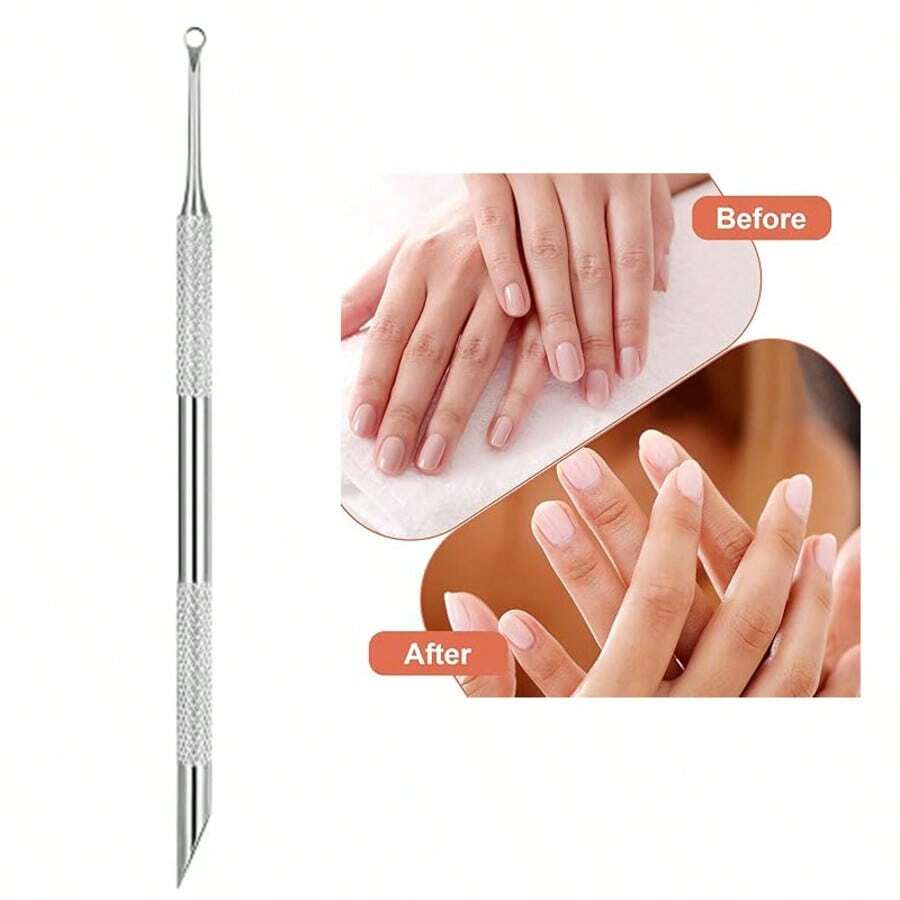 Dụng cụ đẩy biểu bì hai đầu bằng thép, dụng cụ nhỏ chuyên dụng để chăm sóc và làm sạch móng tay. - Bạc - Xem 1