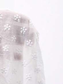 Blusa holgada de unicolor con mangas acampanadas, top de verano para mujeres - Blanco 2 - Ver 8