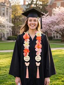 1pc Personalized Floral Graduation Lei, Customizable Text, Floral Graduation Lei With Tag, 2026 Graduate, Graduation Sash, Premium Photo Prop, Graduation Gift, Unique Gift - Multicolor - View 3