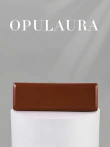 OpulAura 1件装酒红色简约优雅方形晚宴手拿包，纤薄长方形女士手提包，适合情人节、派对、约会，可用作单肩包、斜挎包、零钱包、婚礼配饰 - 酒紅色 - 查看 2