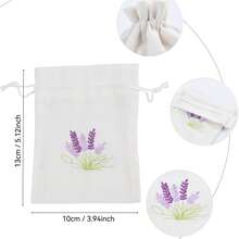 1/6/12 chiếc túi vải bố giả lanh, túi dây rút thêu hoa oải hương, túi đựng quà trang sức, đồ dùng tiệc tùng, gói quà và lưu trữ. - túi gói quà - Xem 3