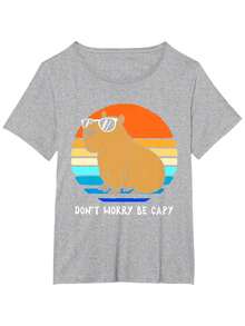 Retro Rodent Funny Capybara Dont Be Worry Be Capy T-Shirt - Black - View 8