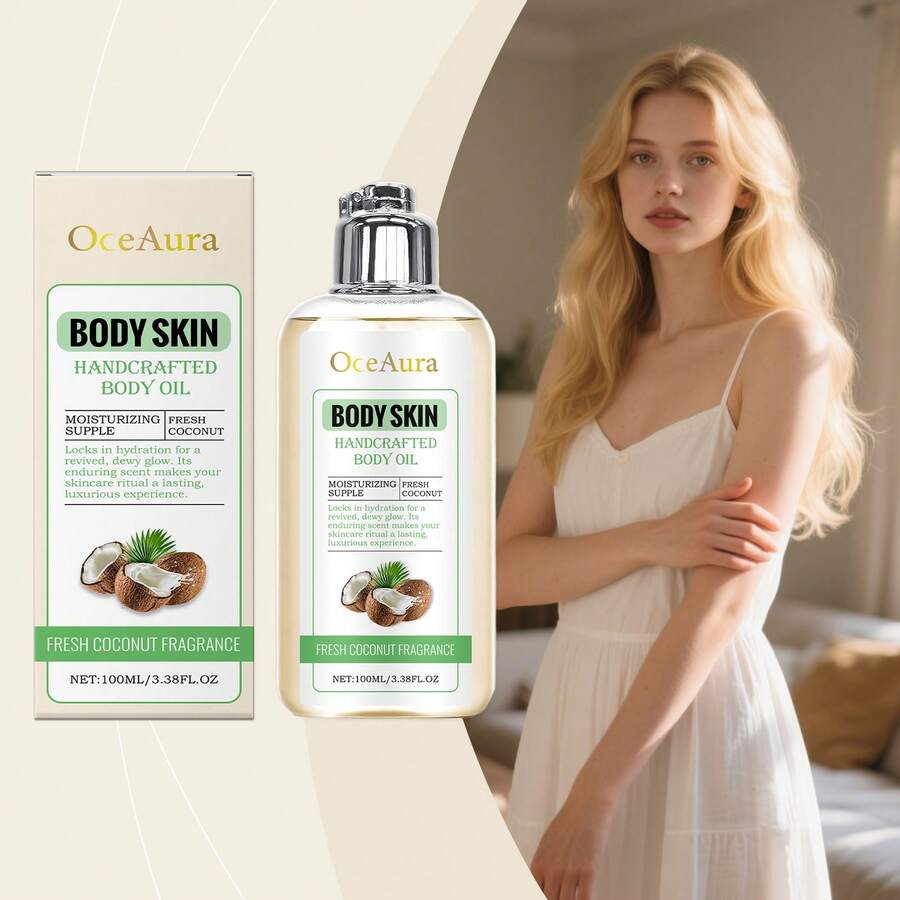 Aceite de masaje corporal de coco que elimina la piel seca en las piernas, elasticidad de la piel suave, aceite de ricino orgánico aumentado, aceite corporal hidratante - 1 - Ver 1