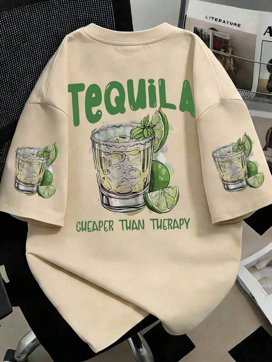 Estilo Y2K, estilo moderno, lo más nuevo de 2026, estilo lindo, estilo casual. Camiseta de manga corta holgada con estampado de moda para mujer.| Diseño Exquisito| Esencial para el Verano| Fácil de Combinar, Muestra Tu Estilo Casual 180g (S-XXXL) - Albaricoque - Ver 1
