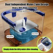 Microfiber Spin Mop Bucket Cleaning System With Wringer, 52''Long Handle & 4 Flat Mop Pads Replacement, Lazy Home Essentials For Wet Dust Hardwood Wood Wall Floor Household Cleaner Tools Set - A - Xem 3