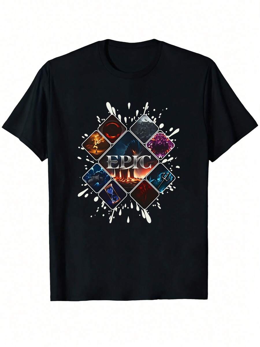 Camiseta Vintage EPIC SAGA para Hombre y Unisex - Mercancía Oficial con Diseño Cósmico 0296, corte holgado, cuello redondo, manga corta, colores brillantes, adecuada para uso diario, camiseta casual lavable a máquina, diseñada específicamente para fans de la música épica, camiseta casual para mujer, adecuada para uso diario en casa, trabajo y fiestas. - Negro - Ver 1