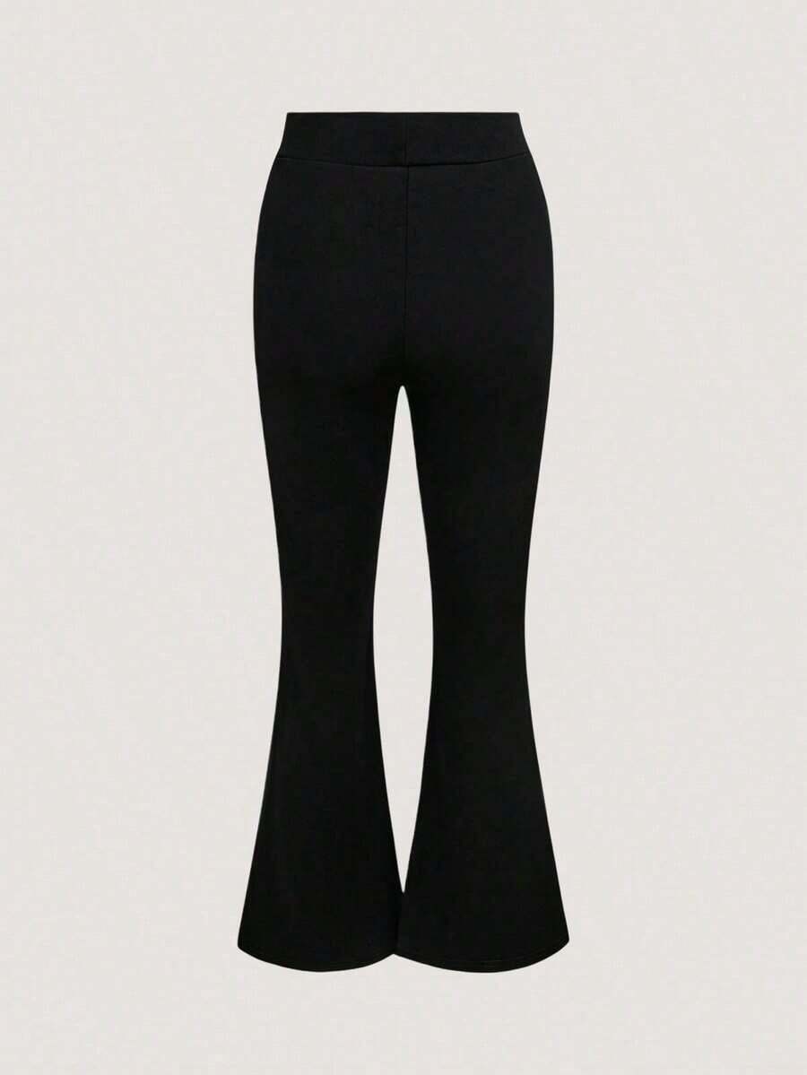 Pantalones acampanados unicolor - Negro - Ver 1