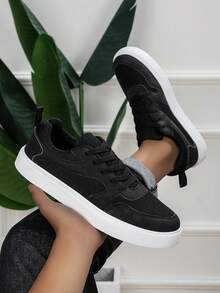 Giày thể thao nam, giày casual thời trang, giày trượt ván buộc dây nam, giày nam phong cách đường phố cá tính - màu đen - Xem 3