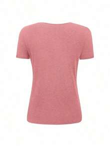 Camiseta de cuello redondo casual de mujer con bordado de animal caballo - Multicolor 3 - Ver 3