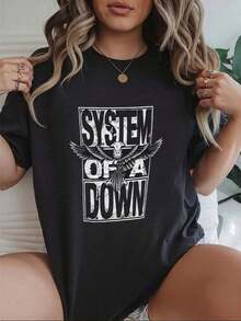 FASHIOGIRL Camiseta emblemática System Of A Down para mujeres modernas apasionadas por laúsica rock, estilo vintage con toque urbano, tejido suave y cómodo para eventos deúsica o looks casuales, disponible en talla y color negro, moda femenina casual, en ropa de bandas. - Negro - Ver 6
