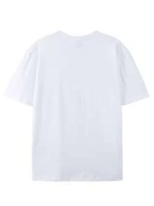 Limited Edition Women's T-Shirt, Mysterious Floral Snake And Moth Print, Cotton T-Shirt, Casual Short Sleeve Round Neck Top, Suitable For Summer And Spring, Women's Clothing, Ladies Short Sleeve Top, Lightweight Cotton Women's T-Shirt. - 白色 - 查看 3