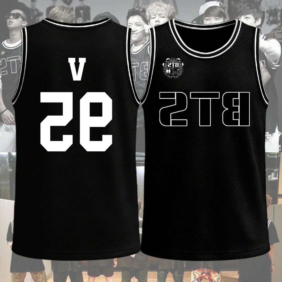 K-Pop V Basketball Jersey For Men And Women T-Shirt, Retro World Tour 2026 Merch Gifts, Bangtan Come Back Basketball Jersey Tee Gift, Elegant Party Women's Tee, Ideal For Travel, Home Wear, Parties & Casual Wear For Adults, Elegant & Fashionable Clothing | Playful Graphic Tee | Nontransparent Material - V-95 - 查看 1
