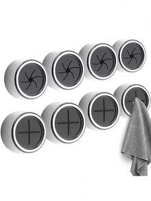 1/3pcs Grey Spiral/Cross Towel Hooks, Creative Adhesive Cloth Clips, Wall-Mounted Towel/Dishcloth Rack, Suitable For Bathroom And Kitchen, Prevent Towel Slipping, Easy To Pull, Bathroom Accessories And Tools - Multicolor - View 2