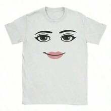 Printed T-Shirt Cotton Plus Size Men's Clothing, High Quality Novelty Robloxs Woman Face Game Meme Graphic T Shirts Men Women Fashion Short Sleeve T-Shirts Unisex Tops ,Y2K,Oversized Shirt Men S-5XL,Summer Tops - trắng - Xem 1