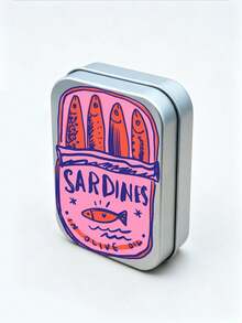 Caja de metal rectangular con bisagra y patrón de sardina - Una caja de almacenamiento portátil mini DIY, un contenedor de almacenamiento compacto y una caja de metal plegable mini. Perfecta para guardar joyas, pastillas, artículos de costura y otros artículos pequeños; también un regalo perfecto para el Día de la Madre. - Multicolor - Ver 8