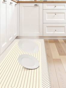 DAJIANG 1pc Minimalist Geometric Line Beige Long Kitchen Mat/Rug, Suitable For Bathroom, Kitchen, Outdoor, Indoor, Hallway, Bedroom, Living Room, Machine Washable, Easy To Clean, Non-Slip Bottom, Applicable For Bedroom Decor, Japanese/Nordic Style Decor, Bathroom Decor, Outdoor Decor - Overlapping Loop - View 9