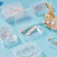 Transparent Plastic Jewelry & Earring Storage Boxes With Hinged Lids - Stackable Organizer Case For Rings, Earplugs, Beads, Trinkets - Portable Durable Containers (White/Transparent) - Compatible With Travel & Use - Clear - View 5