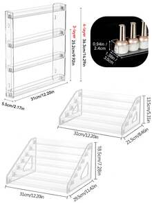 1pc Fuse Beads Storage Rack, Fuse Beads Bottle Organizer Stand, Countertop / Wall-Mounted Fuse Beads Jars Display Holder, Multifunctional Storage Shelf For Glasses, Makeup, Nail Polish, Mini Pop Figures - Transparent - View 3