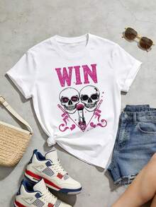 Camiseta de manga corta con cuello redondo suave y casual de verano para mujer, tops para salir, algodón, vintage, estilo callejero europeo y americano, casual deportivo, estilo unisex, estilo casual urbano, tops bonitos, Gen Z, curvas, ropa Y2K, camisetas divertidas, tops para damas, conjuntos de vacaciones para mujer, top lindo, camiseta gráfica, conjuntos de primavera, camisetas holgadas, ropa de calle retro, estilo de los 90, estilo de los 2000, subcultura, top negro, tops blancos, atuendo de fiesta de los 90. Blanco - Blanco - Ver 4