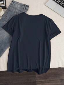 Camiseta de Verano para Mujer con Estampado Divertido y Humorístico, Diseño Bonito, Cuello Redondo, 100% Algodón, Ropa Casual de Verano - Negro - Ver 7